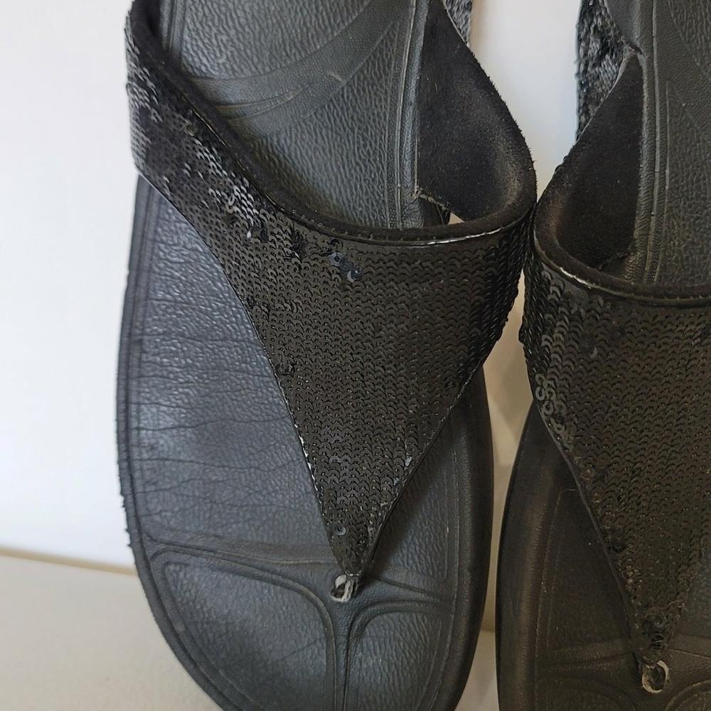 FitFlop Electra Black Sequin Thong Toning Sandals 034-001 Womens US 7 - Picture 12 of 12